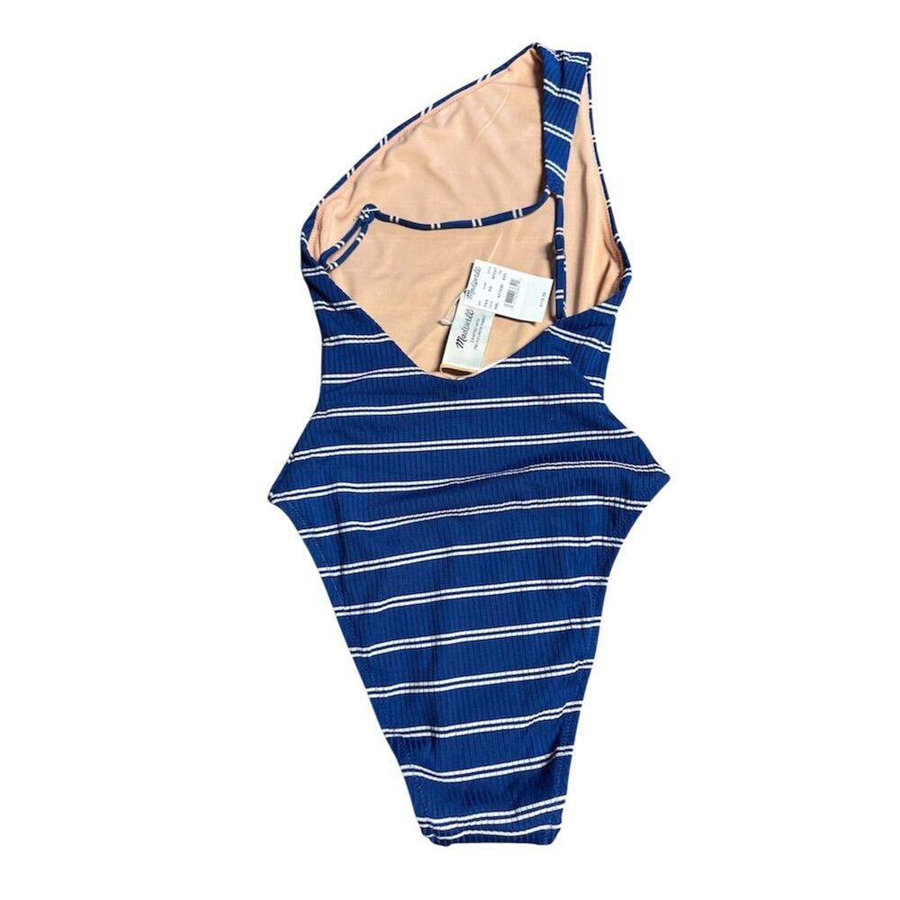 Madewell Women's Striped one shoulder One-Piece Swimsuit Blue Size XXS - Picture 5 of 8